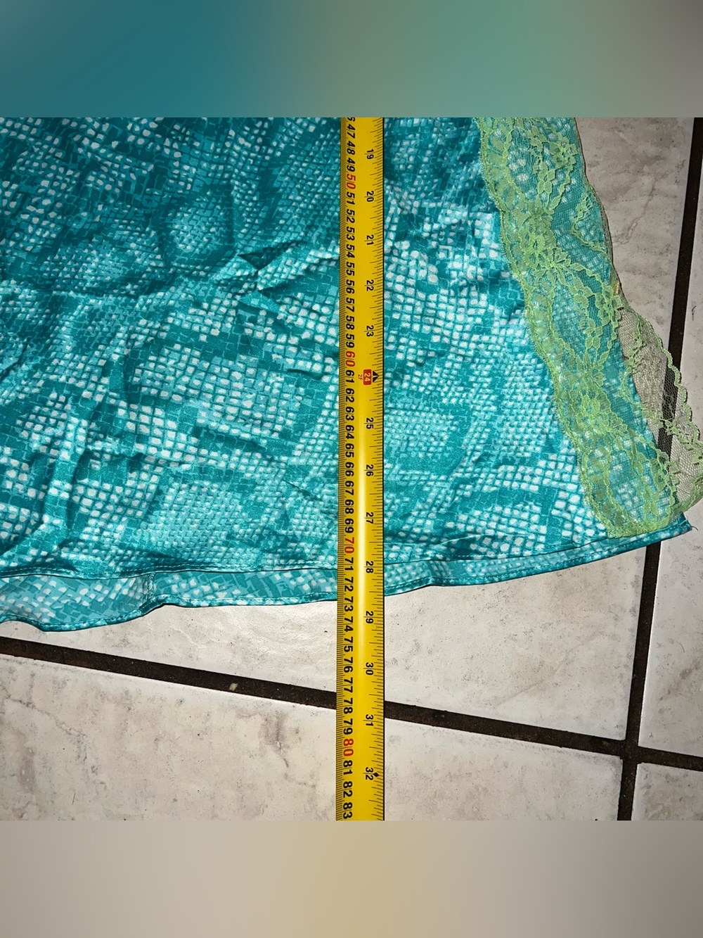 Betsey Johnson Turquoise Chemise with Lime Lace Trim - Picture 4 of 7